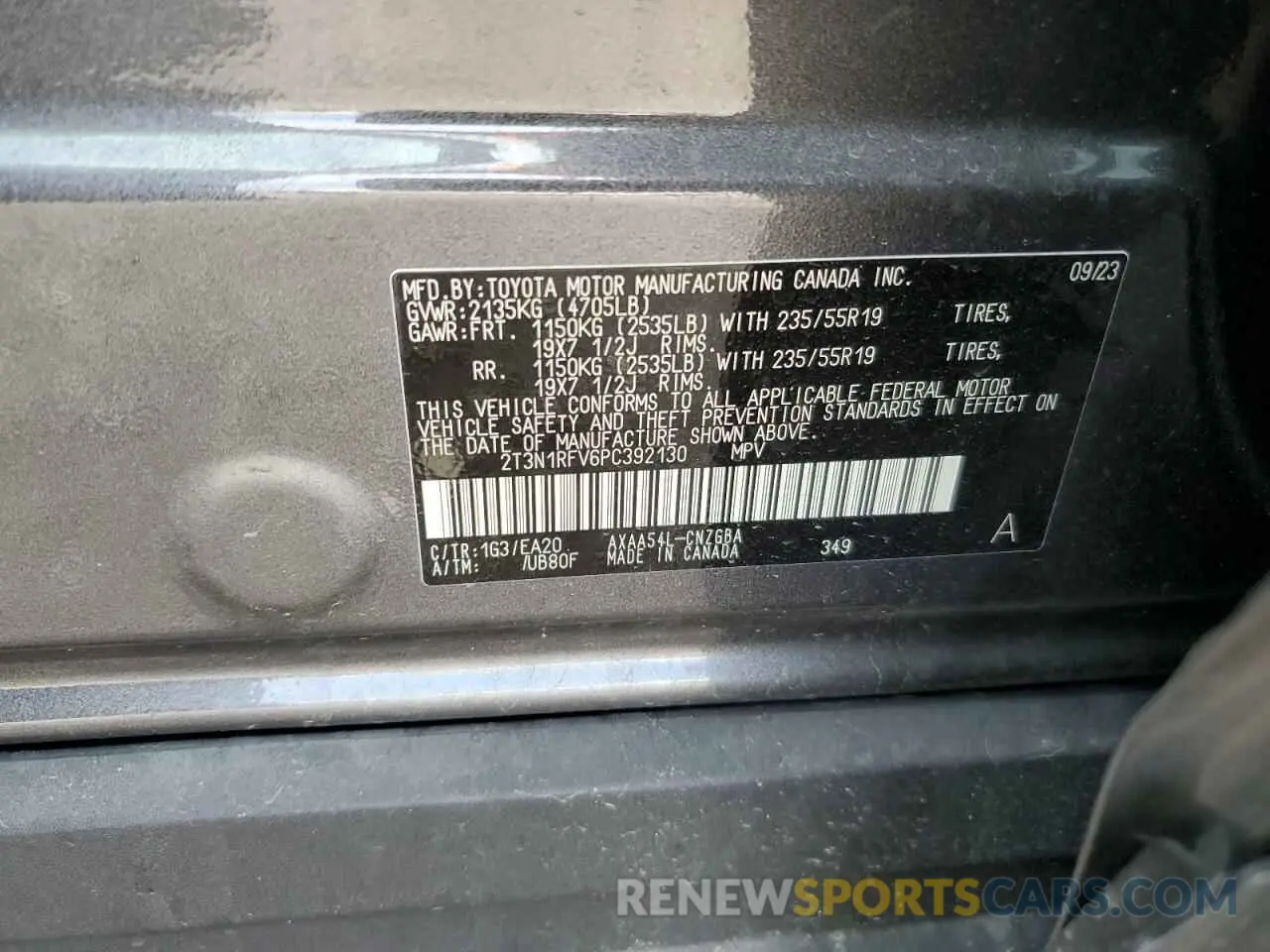 13 Photograph of a damaged car 2T3N1RFV6PC392130 TOYOTA RAV4 2023