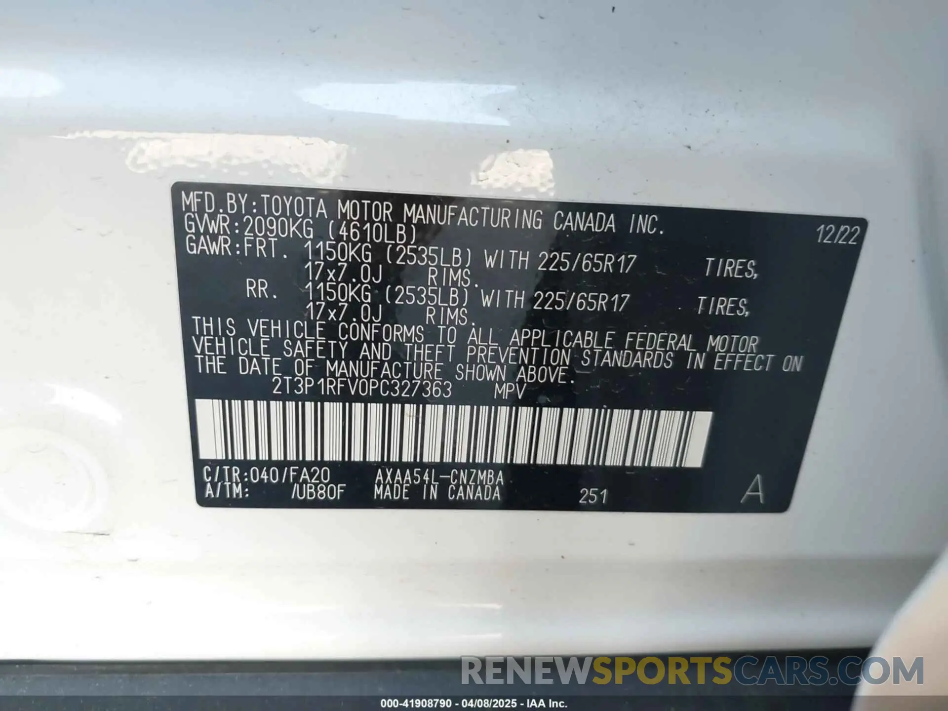 9 Фотография поврежденного автомобиля 2T3P1RFV0PC327363 TOYOTA RAV4 2023