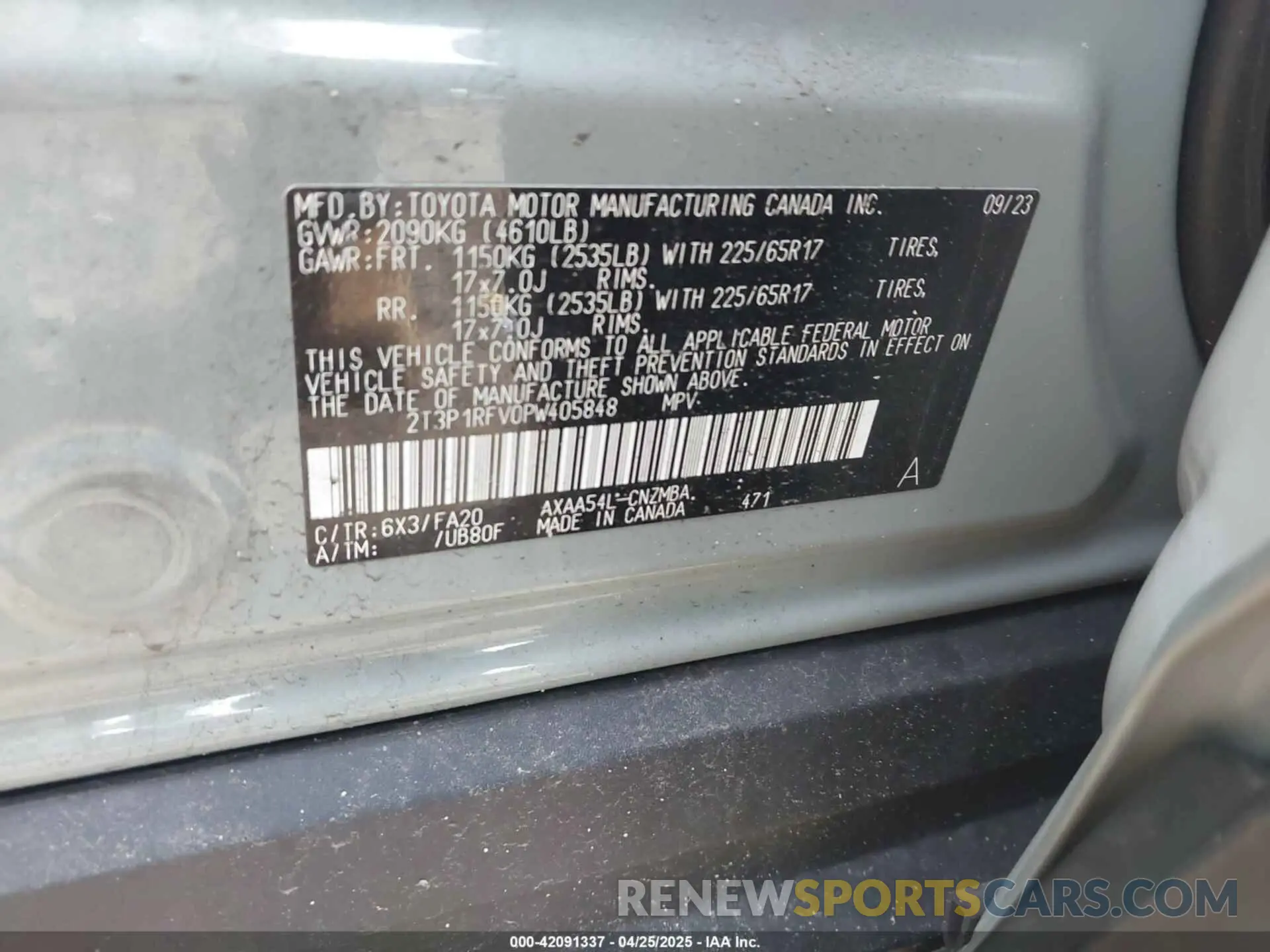 9 Photograph of a damaged car 2T3P1RFV0PW405848 TOYOTA RAV4 2023