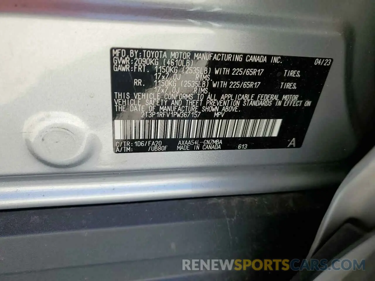14 Photograph of a damaged car 2T3P1RFV1PW367157 TOYOTA RAV4 2023