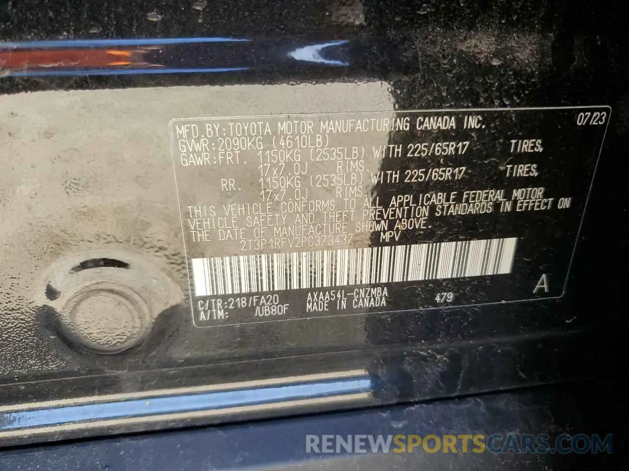 14 Фотография поврежденного автомобиля 2T3P1RFV2PC373437 TOYOTA RAV4 2023