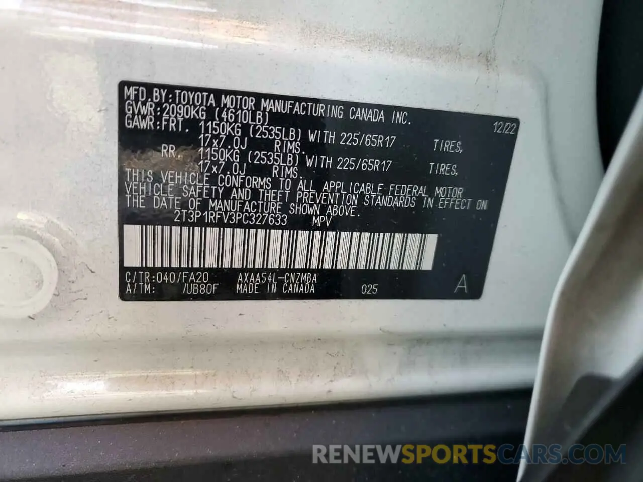 13 Photograph of a damaged car 2T3P1RFV3PC327633 TOYOTA RAV4 2023