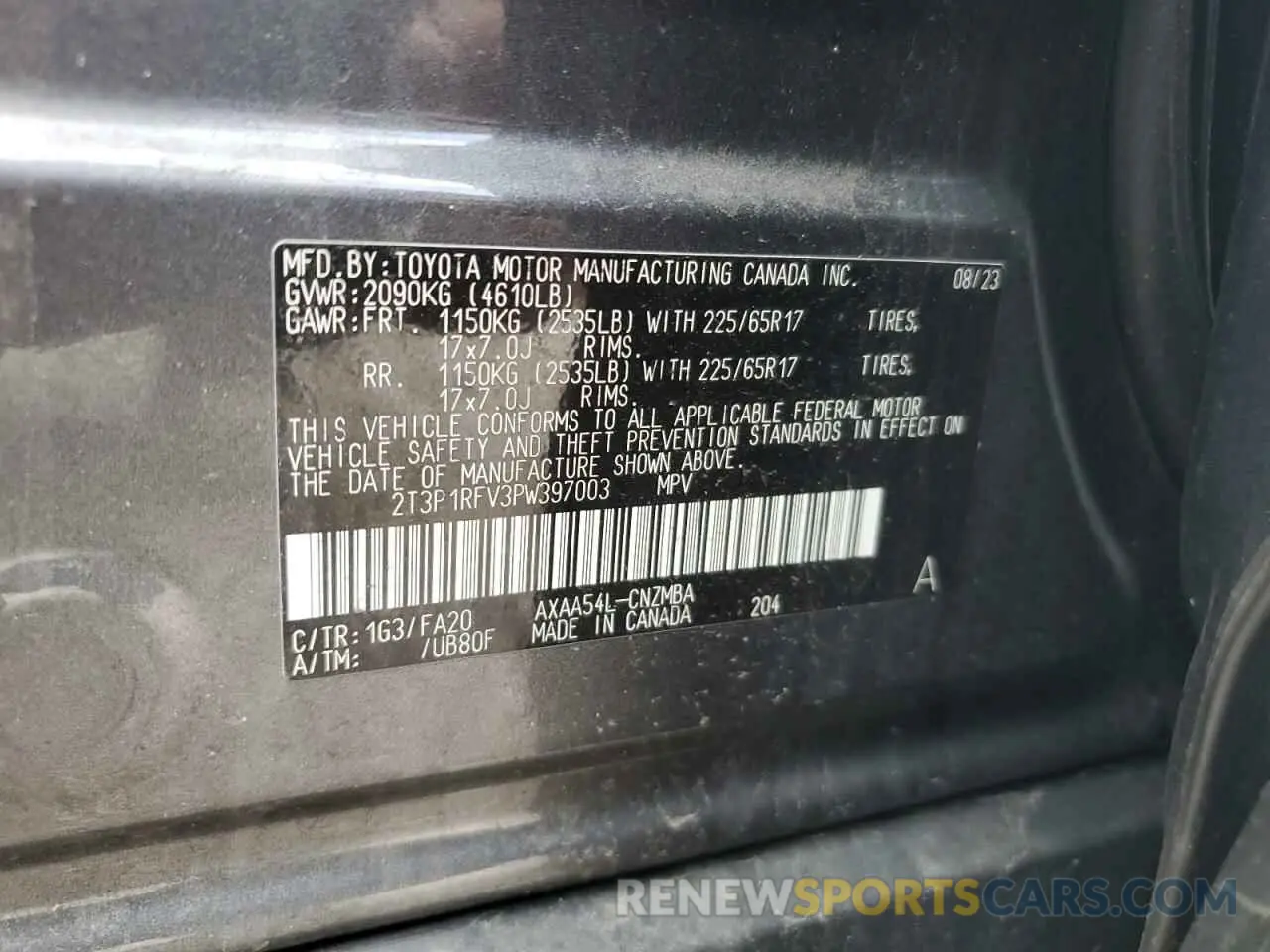 14 Photograph of a damaged car 2T3P1RFV3PW397003 TOYOTA RAV4 2023
