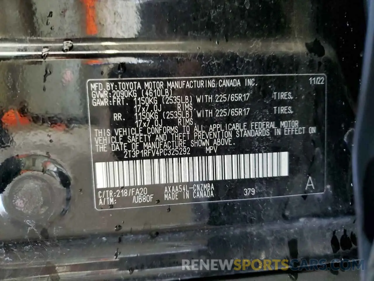 13 Photograph of a damaged car 2T3P1RFV4PC325292 TOYOTA RAV4 2023