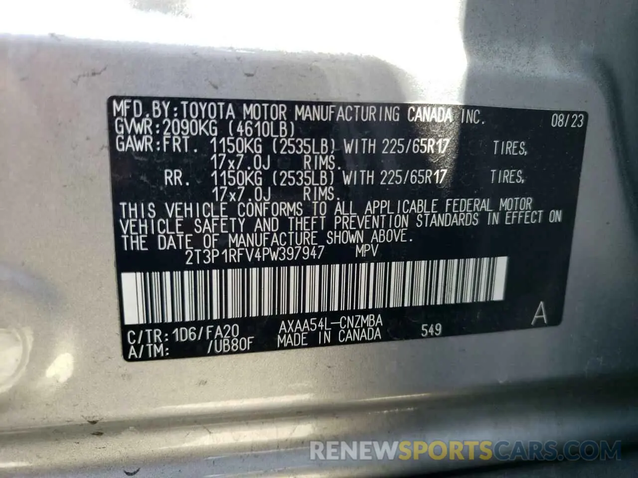 13 Photograph of a damaged car 2T3P1RFV4PW397947 TOYOTA RAV4 2023