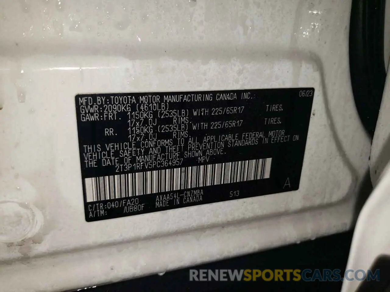 12 Photograph of a damaged car 2T3P1RFV5PC364957 TOYOTA RAV4 2023
