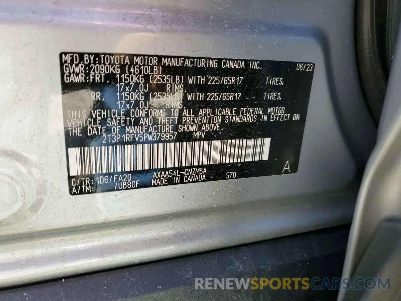 13 Photograph of a damaged car 2T3P1RFV5PW379957 TOYOTA RAV4 2023