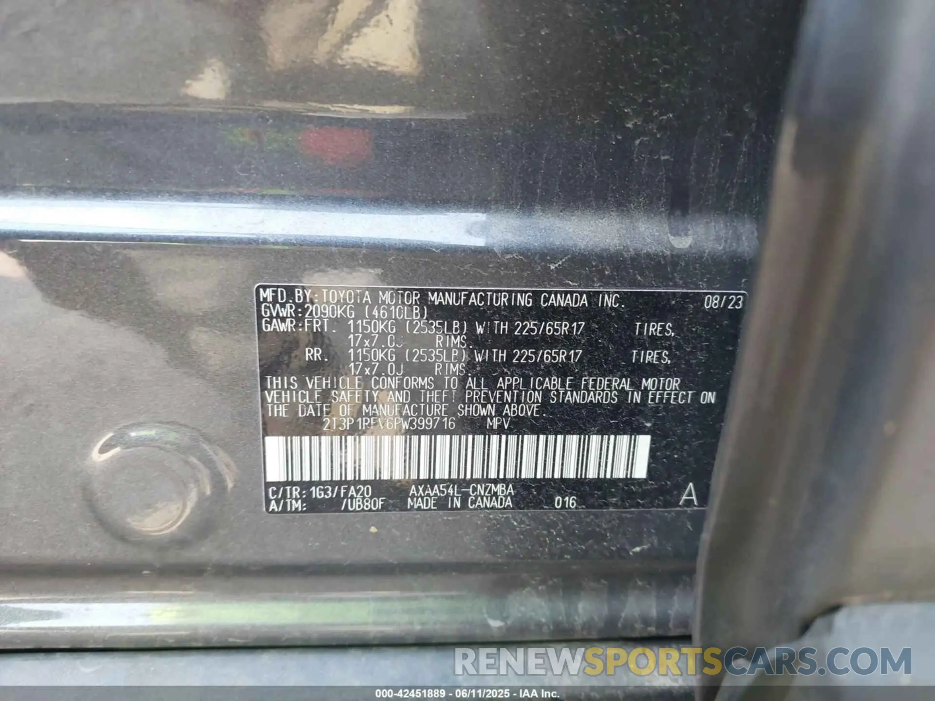 9 Фотография поврежденного автомобиля 2T3P1RFV6PW399716 TOYOTA RAV4 2023