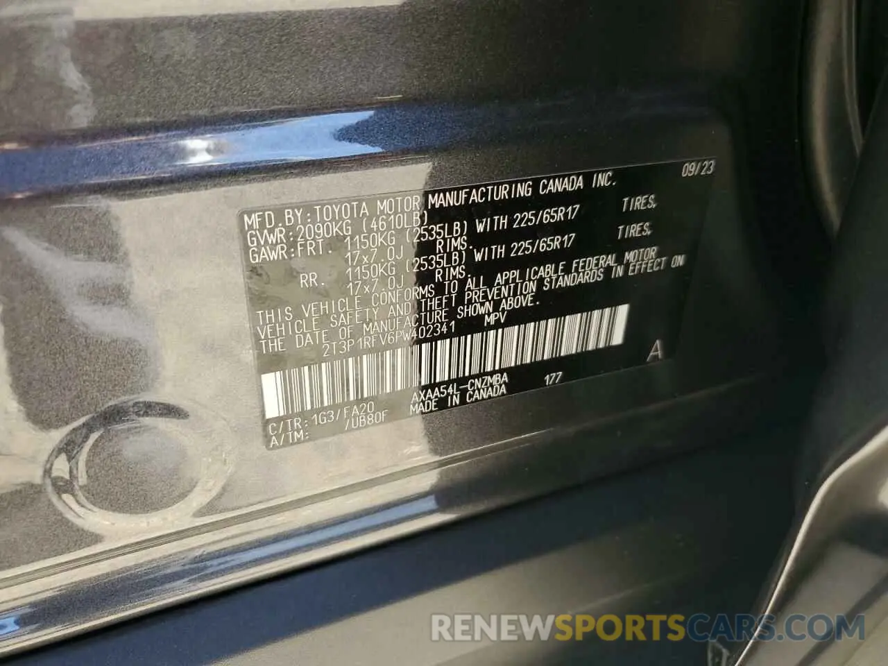 13 Фотография поврежденного автомобиля 2T3P1RFV6PW402341 TOYOTA RAV4 2023