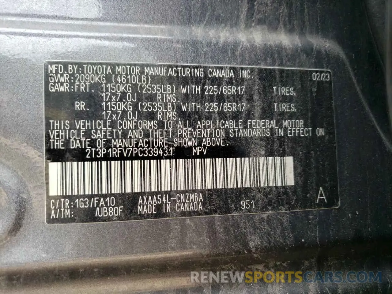 13 Фотография поврежденного автомобиля 2T3P1RFV7PC339431 TOYOTA RAV4 2023