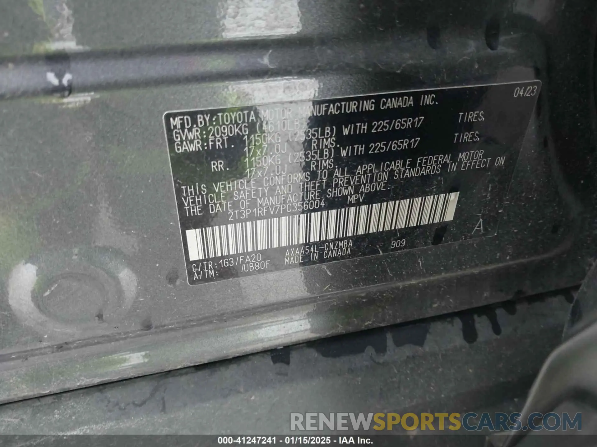 9 Photograph of a damaged car 2T3P1RFV7PC356004 TOYOTA RAV4 2023