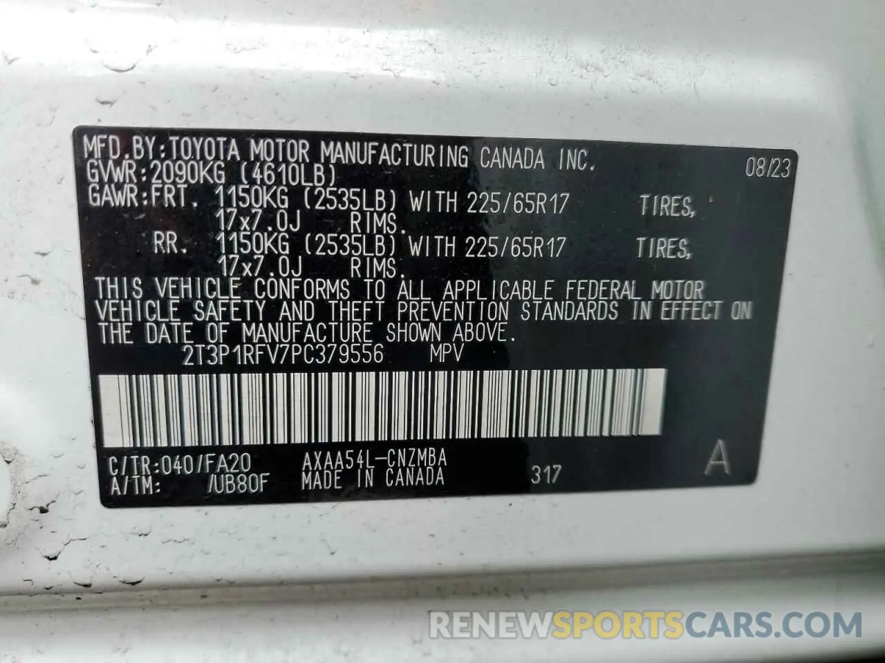 13 Photograph of a damaged car 2T3P1RFV7PC379556 TOYOTA RAV4 2023