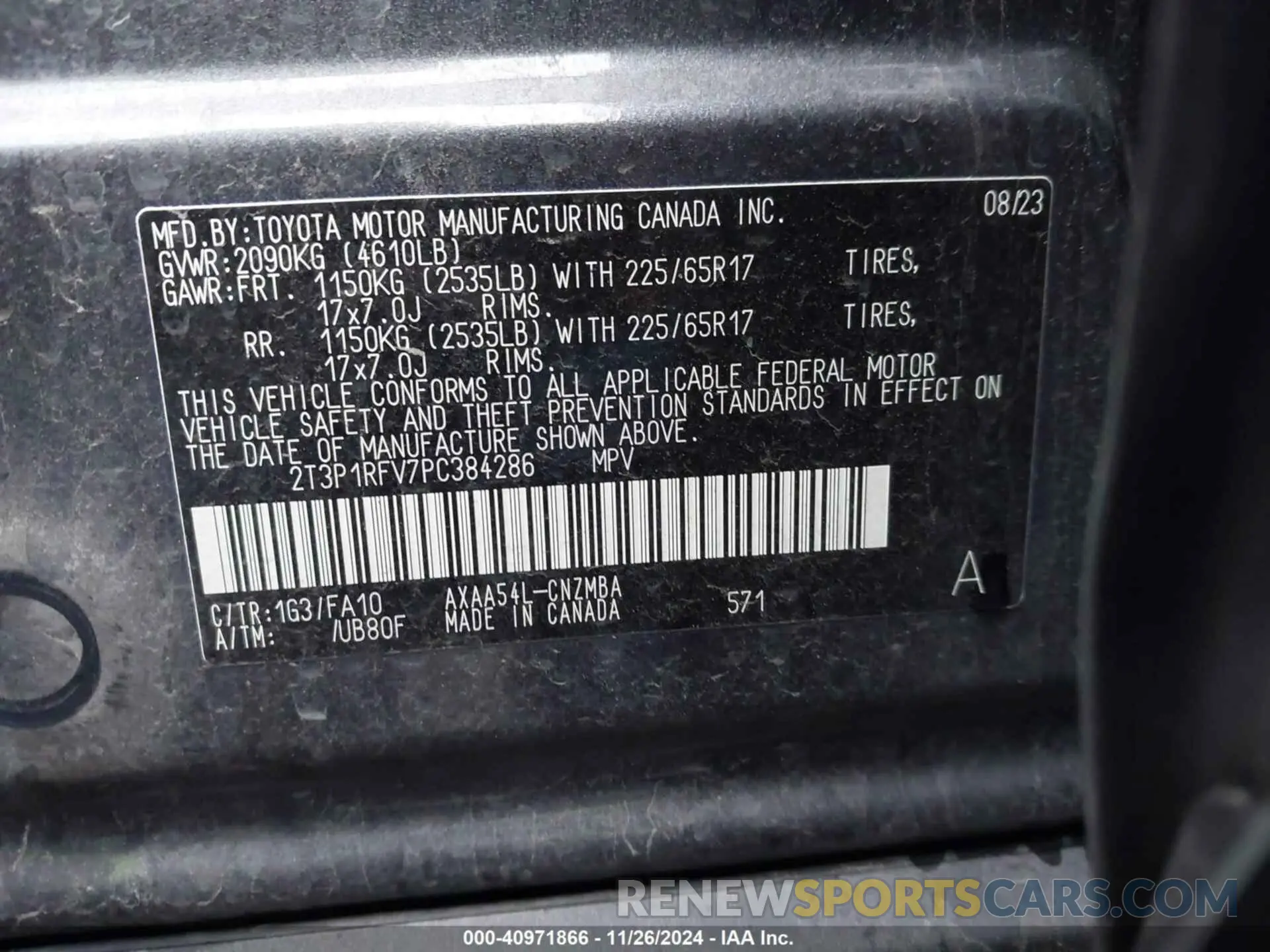 9 Photograph of a damaged car 2T3P1RFV7PC384286 TOYOTA RAV4 2023