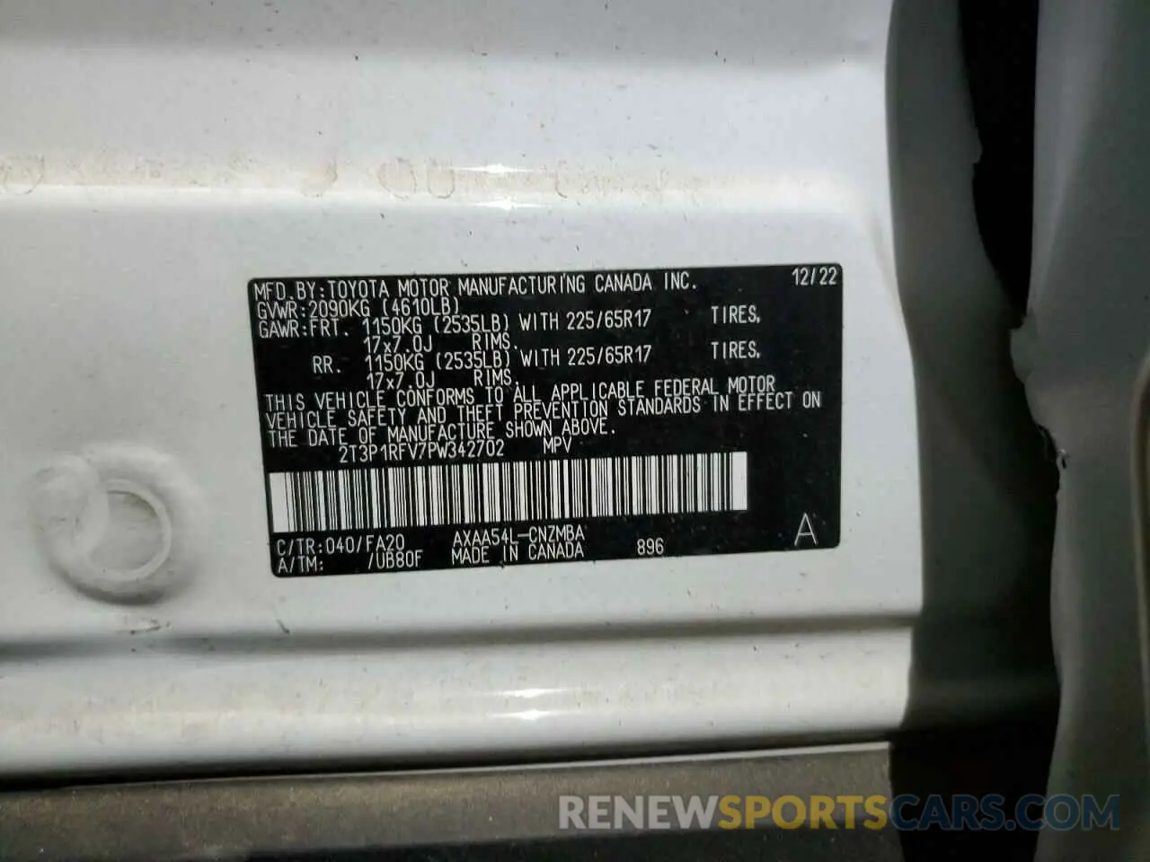 13 Фотография поврежденного автомобиля 2T3P1RFV7PW342702 TOYOTA RAV4 2023