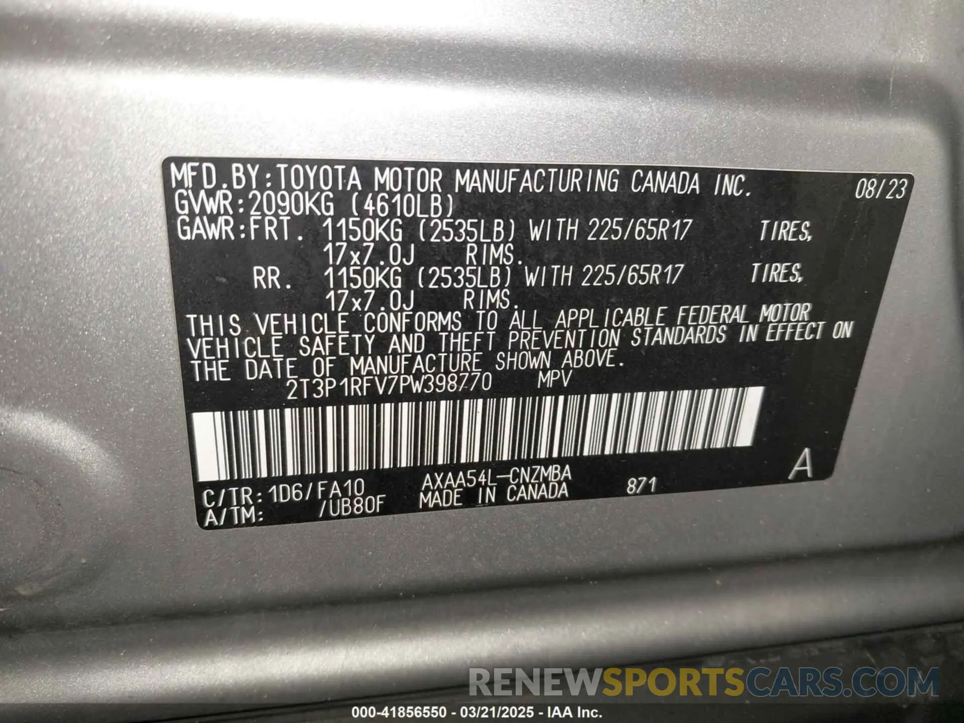 9 Photograph of a damaged car 2T3P1RFV7PW398770 TOYOTA RAV4 2023