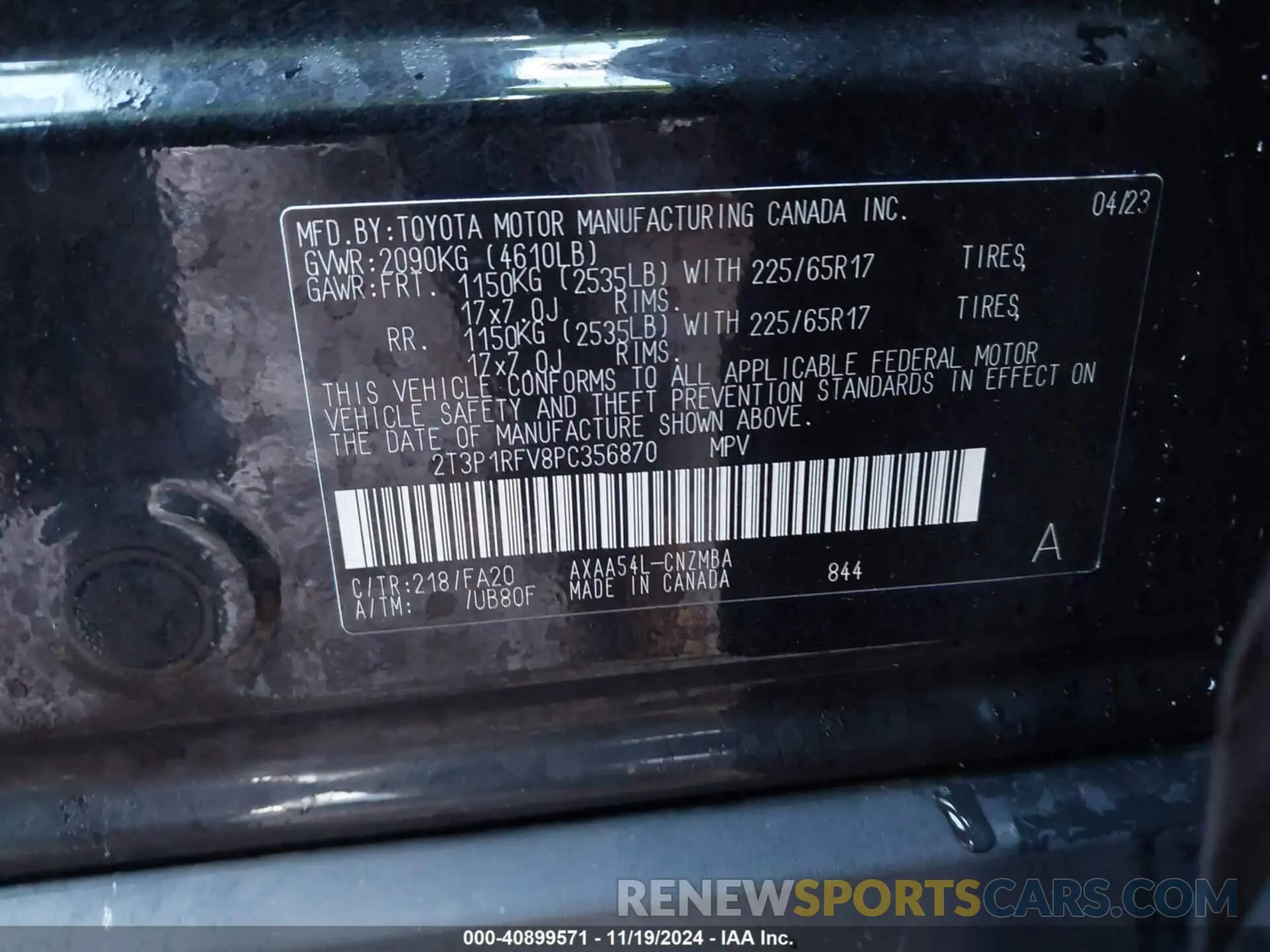 9 Photograph of a damaged car 2T3P1RFV8PC356870 TOYOTA RAV4 2023