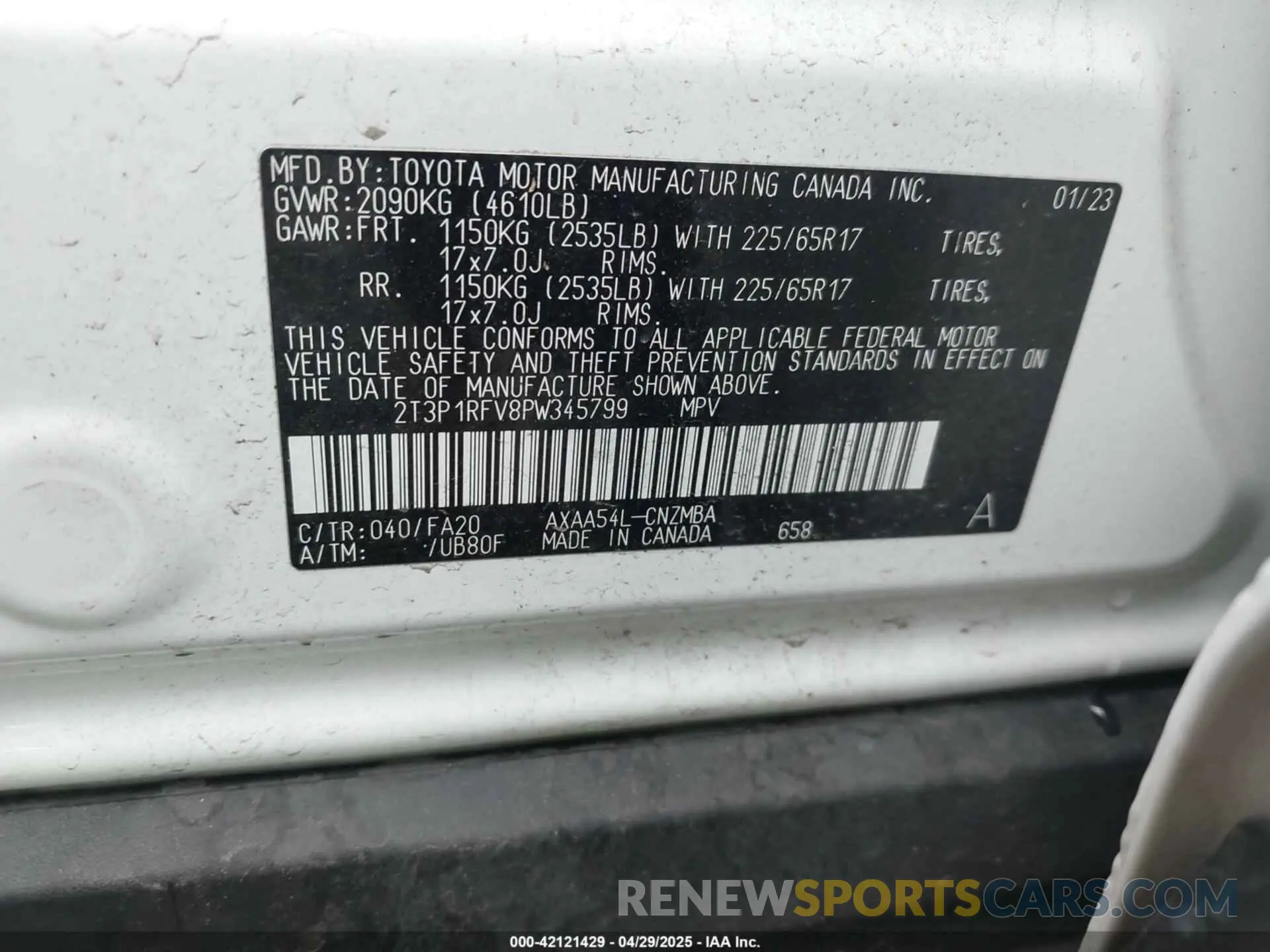 9 Фотография поврежденного автомобиля 2T3P1RFV8PW345799 TOYOTA RAV4 2023