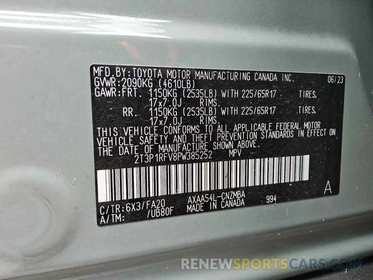 13 Фотография поврежденного автомобиля 2T3P1RFV8PW385252 TOYOTA RAV4 2023