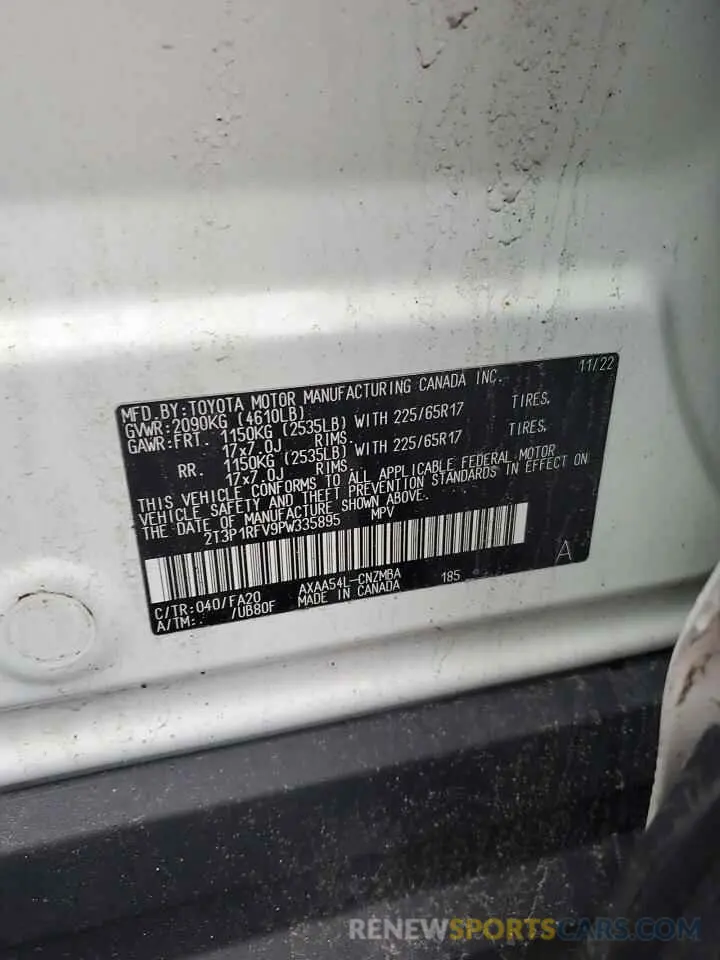 13 Photograph of a damaged car 2T3P1RFV9PW335895 TOYOTA RAV4 2023