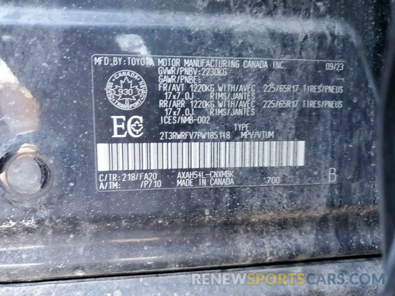 13 Photograph of a damaged car 2T3RWRFV7PW185148 TOYOTA RAV4 2023
