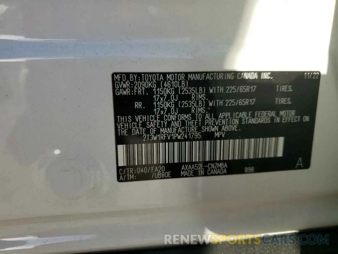 14 Фотография поврежденного автомобиля 2T3W1RFV1PW241795 TOYOTA RAV4 2023