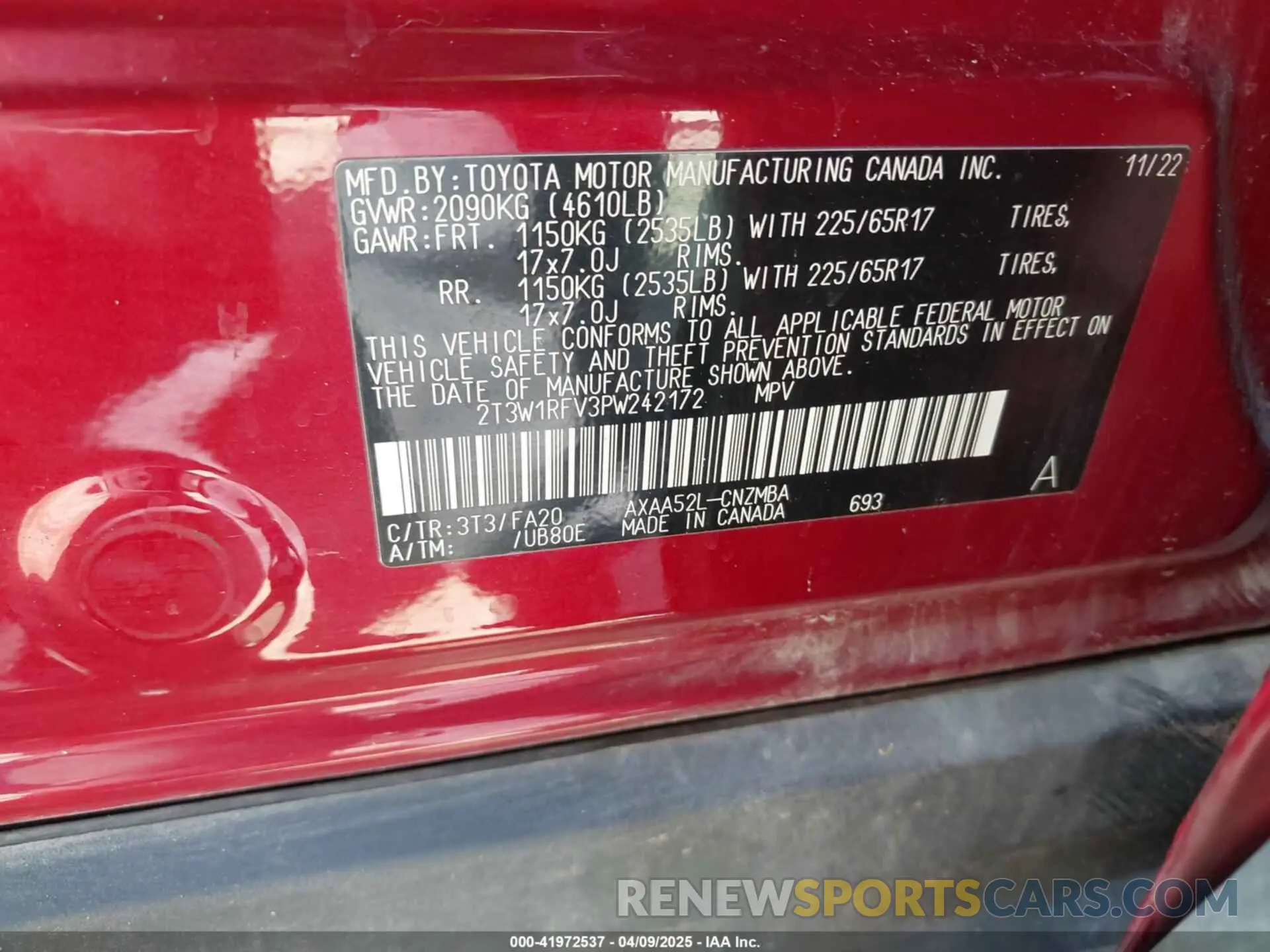 9 Photograph of a damaged car 2T3W1RFV3PW242172 TOYOTA RAV4 2023