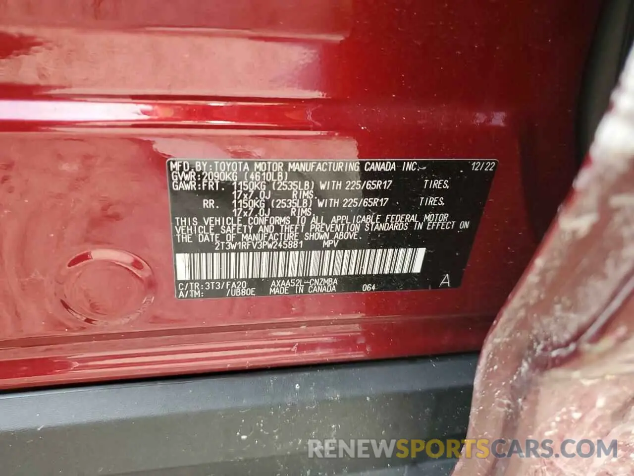 13 Photograph of a damaged car 2T3W1RFV3PW245881 TOYOTA RAV4 2023