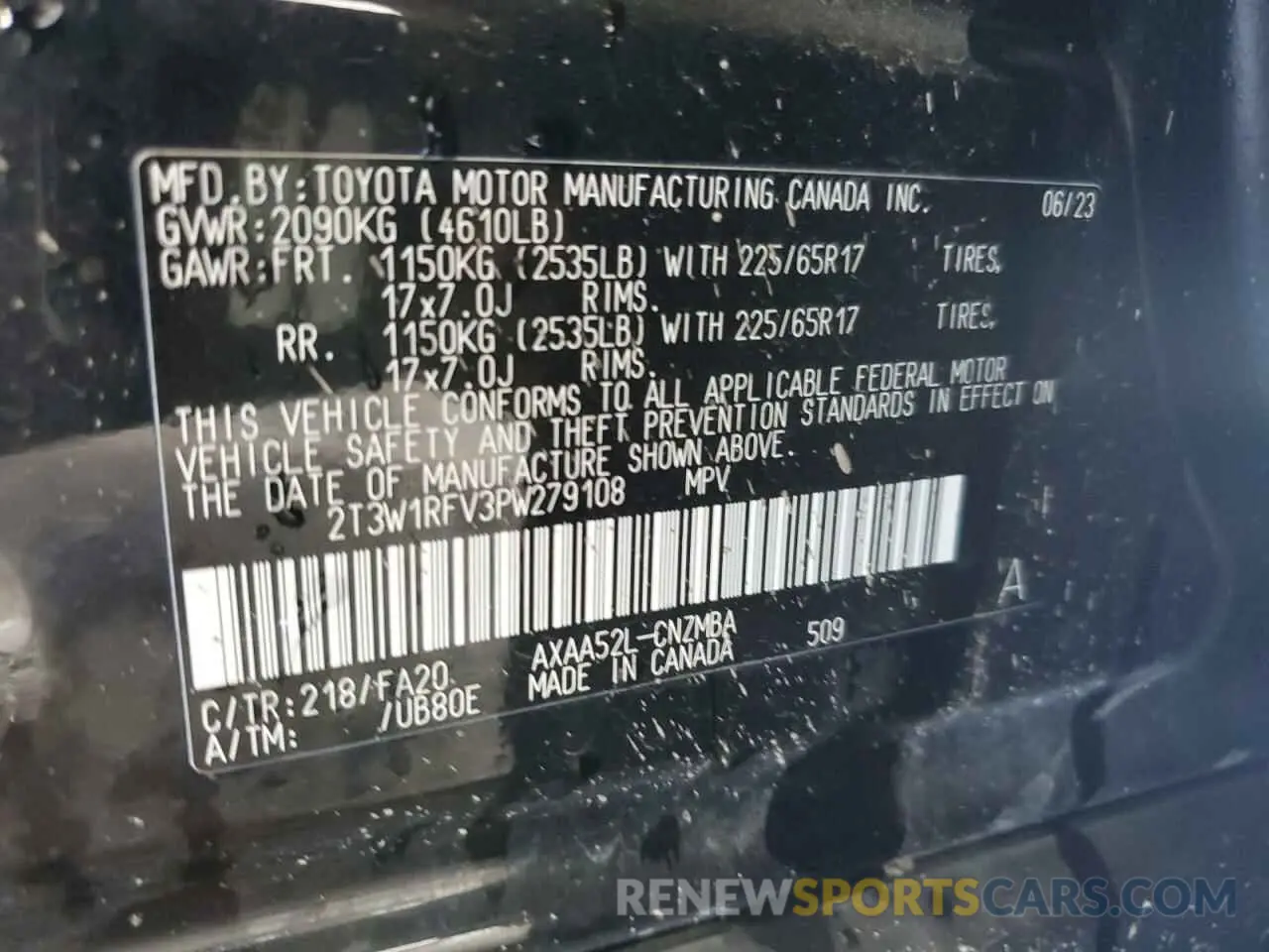 12 Photograph of a damaged car 2T3W1RFV3PW279108 TOYOTA RAV4 2023