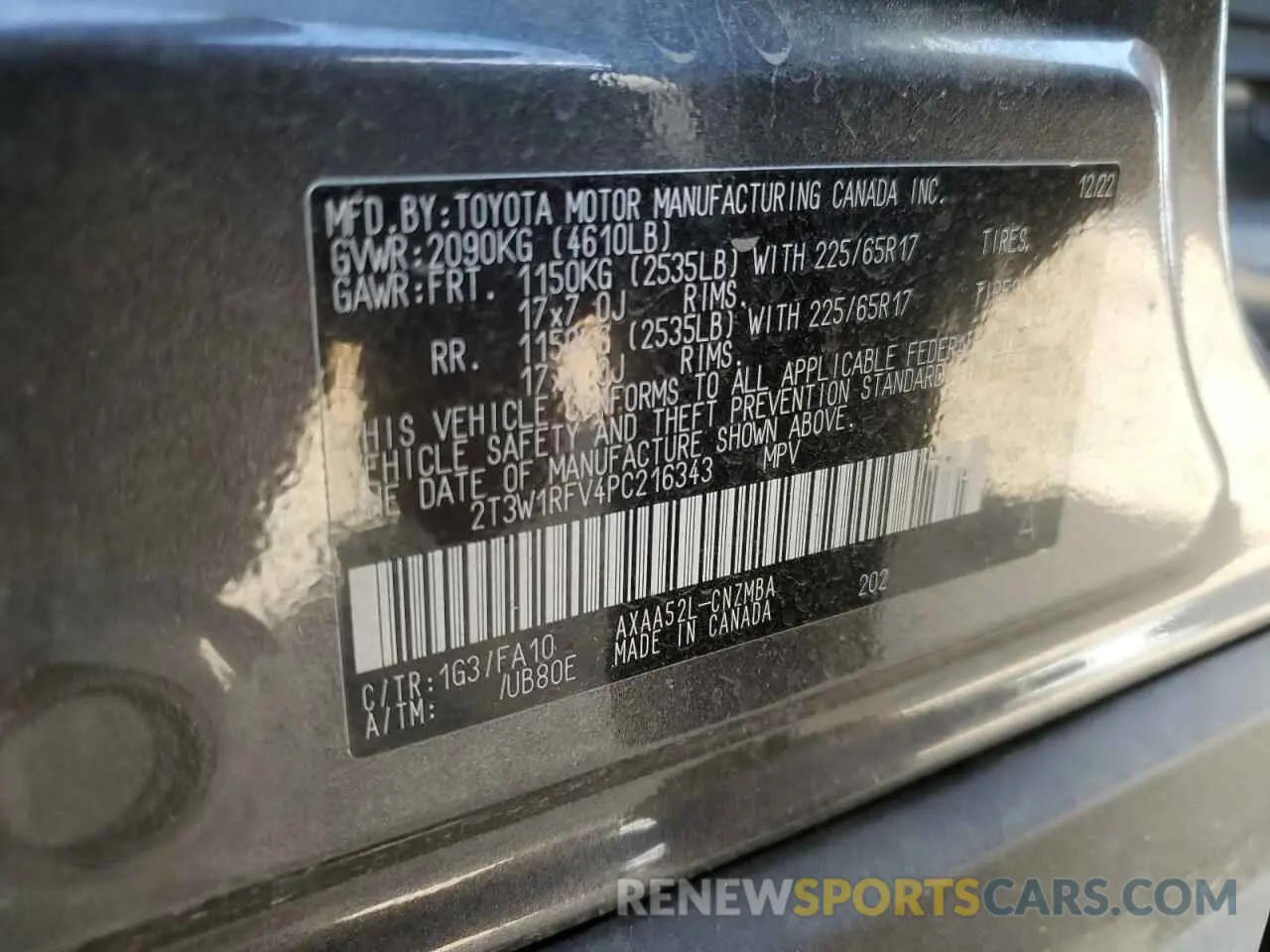 14 Photograph of a damaged car 2T3W1RFV4PC216343 TOYOTA RAV4 2023