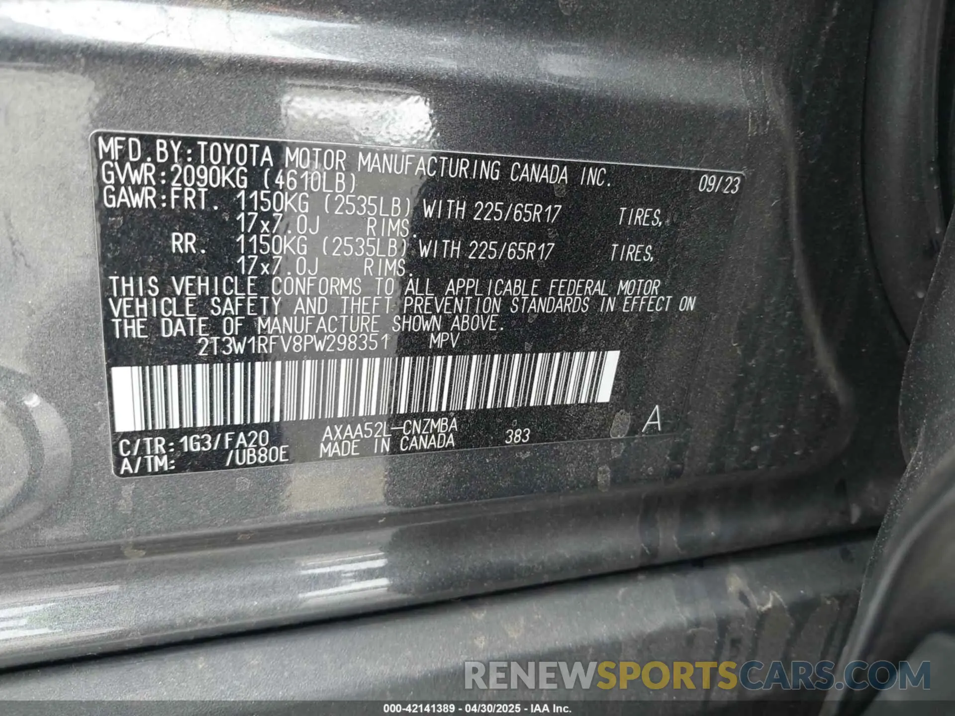 9 Photograph of a damaged car 2T3W1RFV8PW298351 TOYOTA RAV4 2023