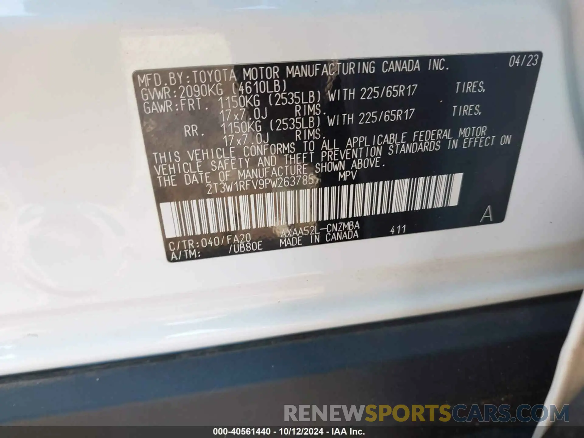 9 Фотография поврежденного автомобиля 2T3W1RFV9PW263785 TOYOTA RAV4 2023