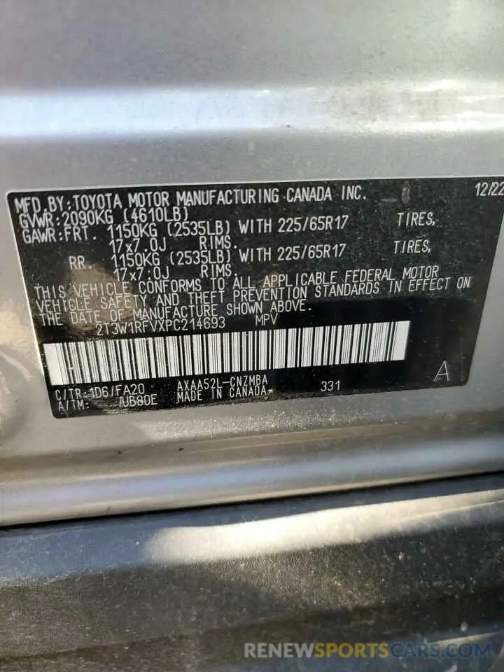 12 Photograph of a damaged car 2T3W1RFVXPC214693 TOYOTA RAV4 2023
