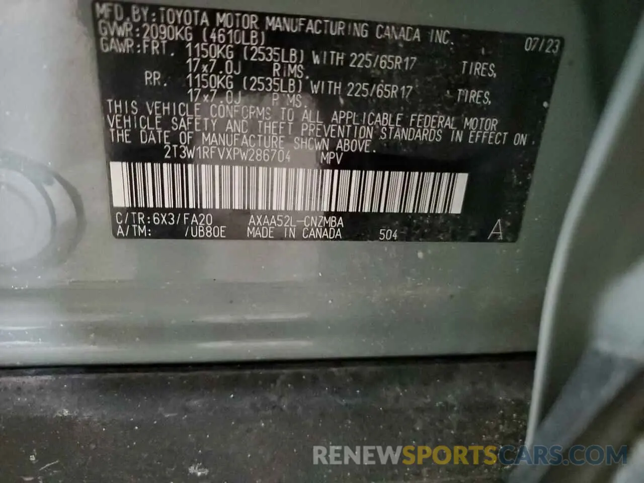 13 Фотография поврежденного автомобиля 2T3W1RFVXPW286704 TOYOTA RAV4 2023