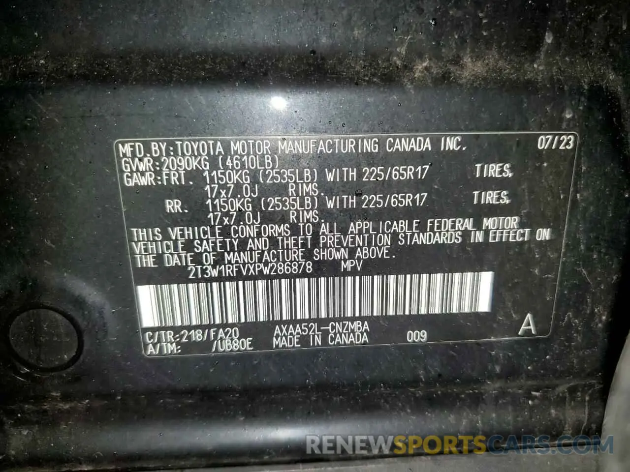 13 Фотография поврежденного автомобиля 2T3W1RFVXPW286878 TOYOTA RAV4 2023