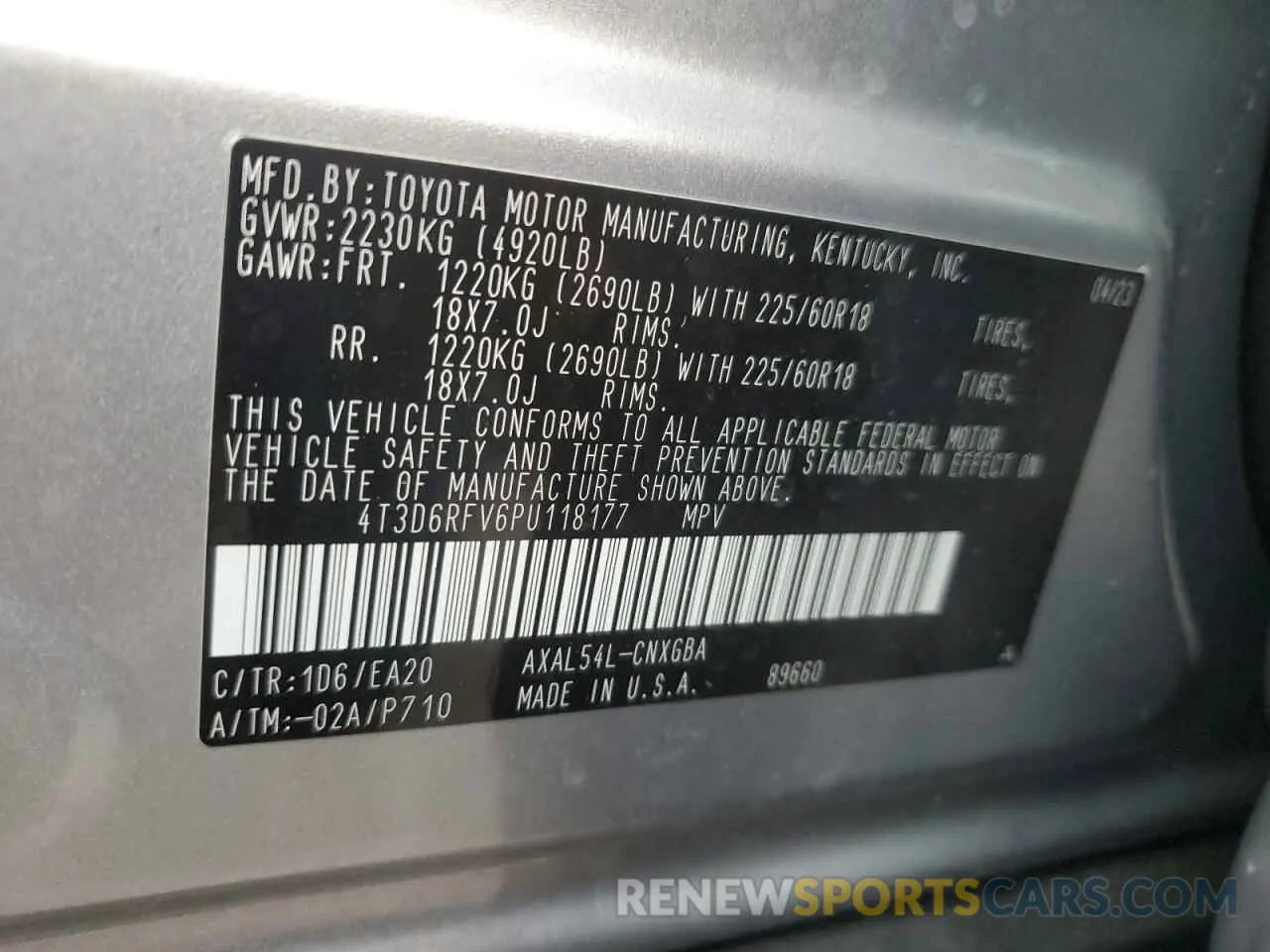 14 Photograph of a damaged car 4T3D6RFV6PU118177 TOYOTA RAV4 2023