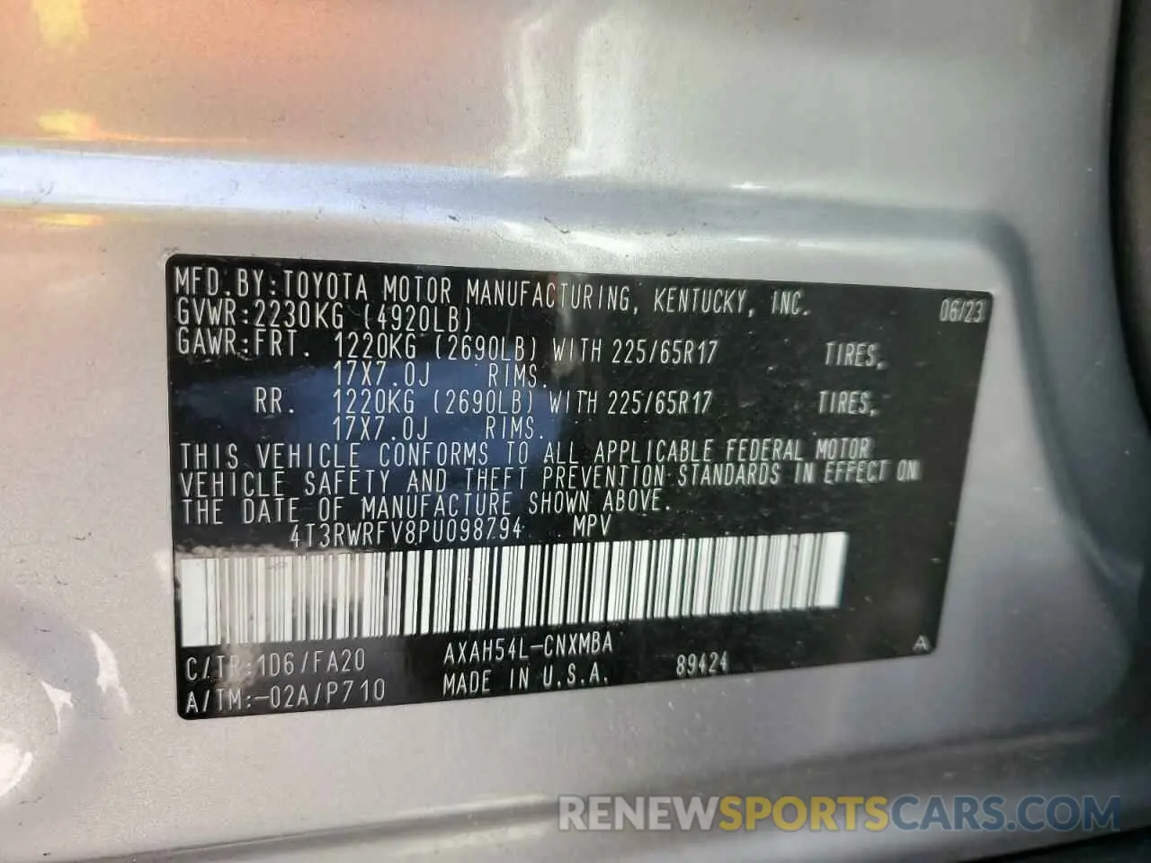 13 Photograph of a damaged car 4T3RWRFV8PU098794 TOYOTA RAV4 2023