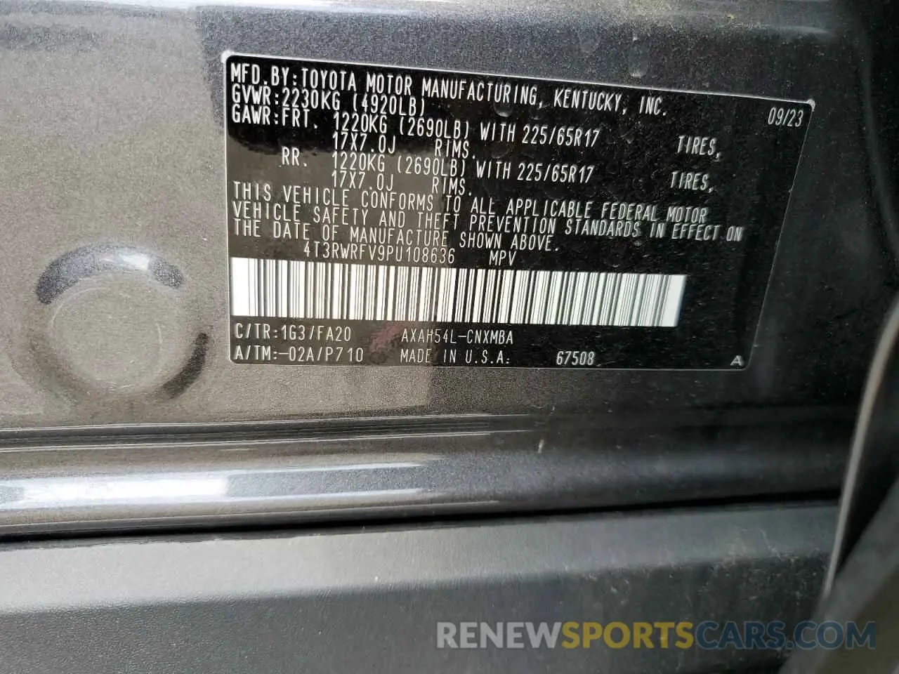 13 Photograph of a damaged car 4T3RWRFV9PU108636 TOYOTA RAV4 2023