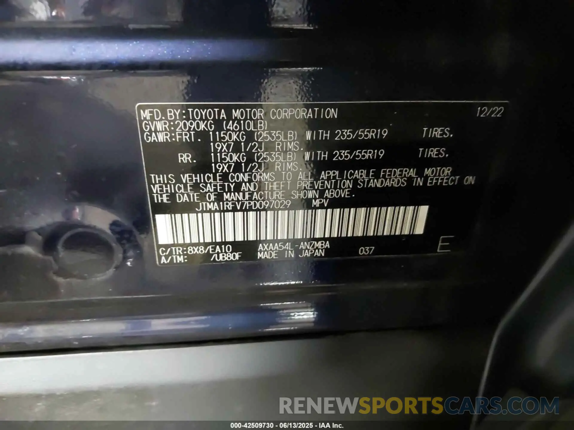 9 Фотография поврежденного автомобиля JTMA1RFV7PD097029 TOYOTA RAV4 2023