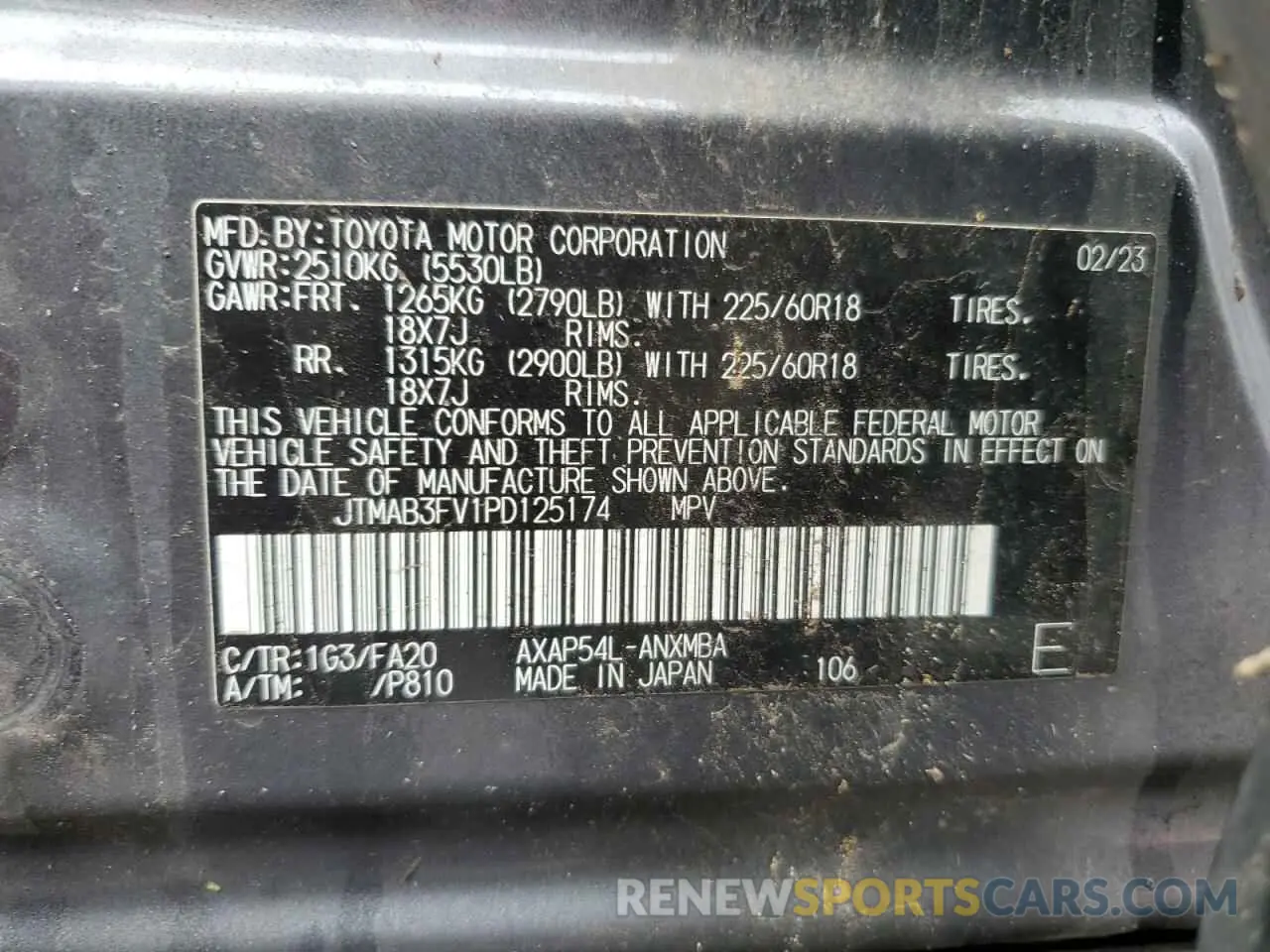 14 Photograph of a damaged car JTMAB3FV1PD125174 TOYOTA RAV4 2023