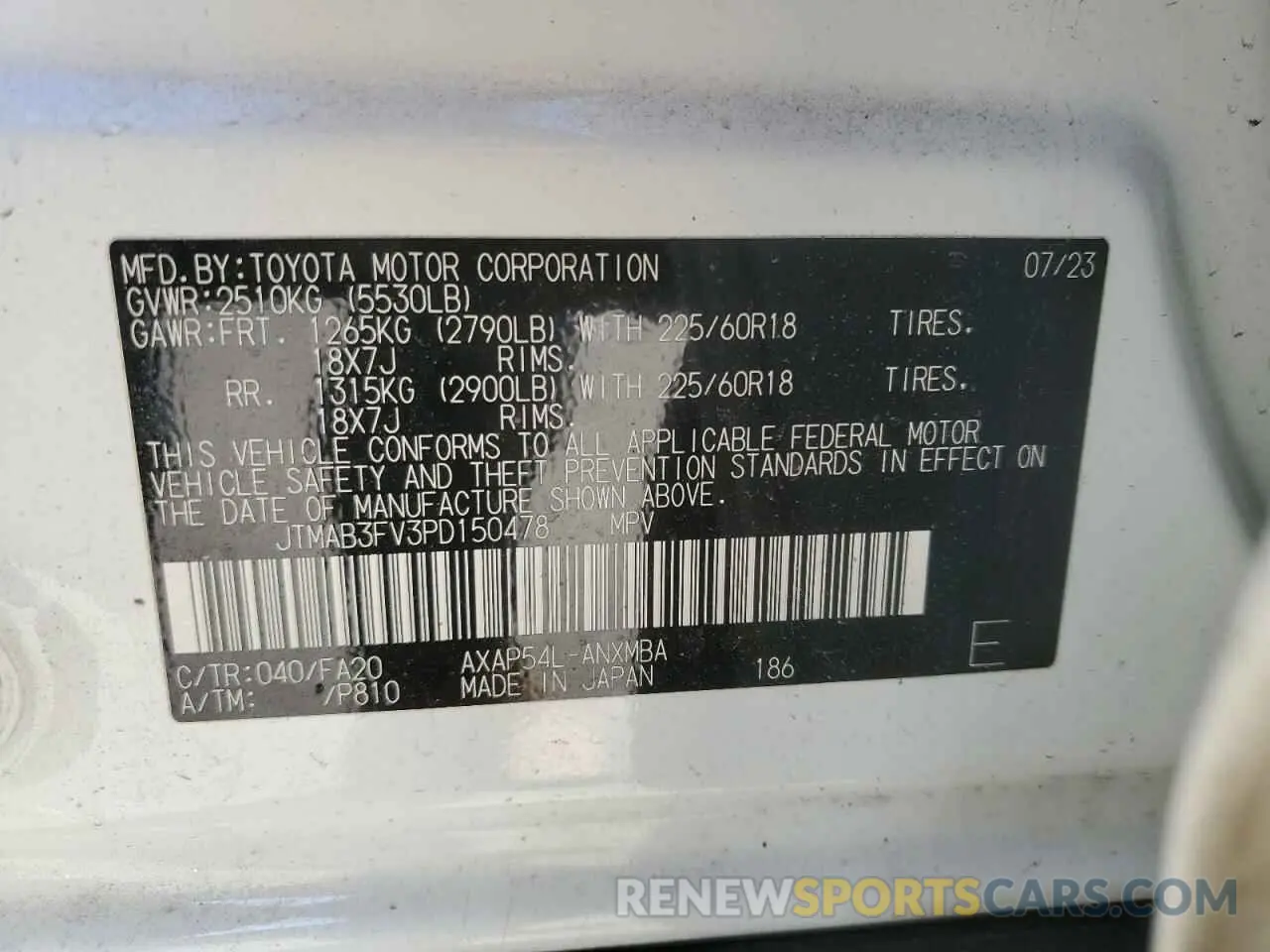 14 Photograph of a damaged car JTMAB3FV3PD150478 TOYOTA RAV4 2023