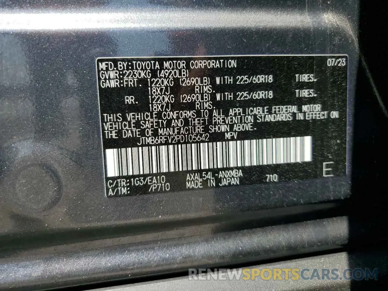 12 Photograph of a damaged car JTMB6RFV2PD105642 TOYOTA RAV4 2023