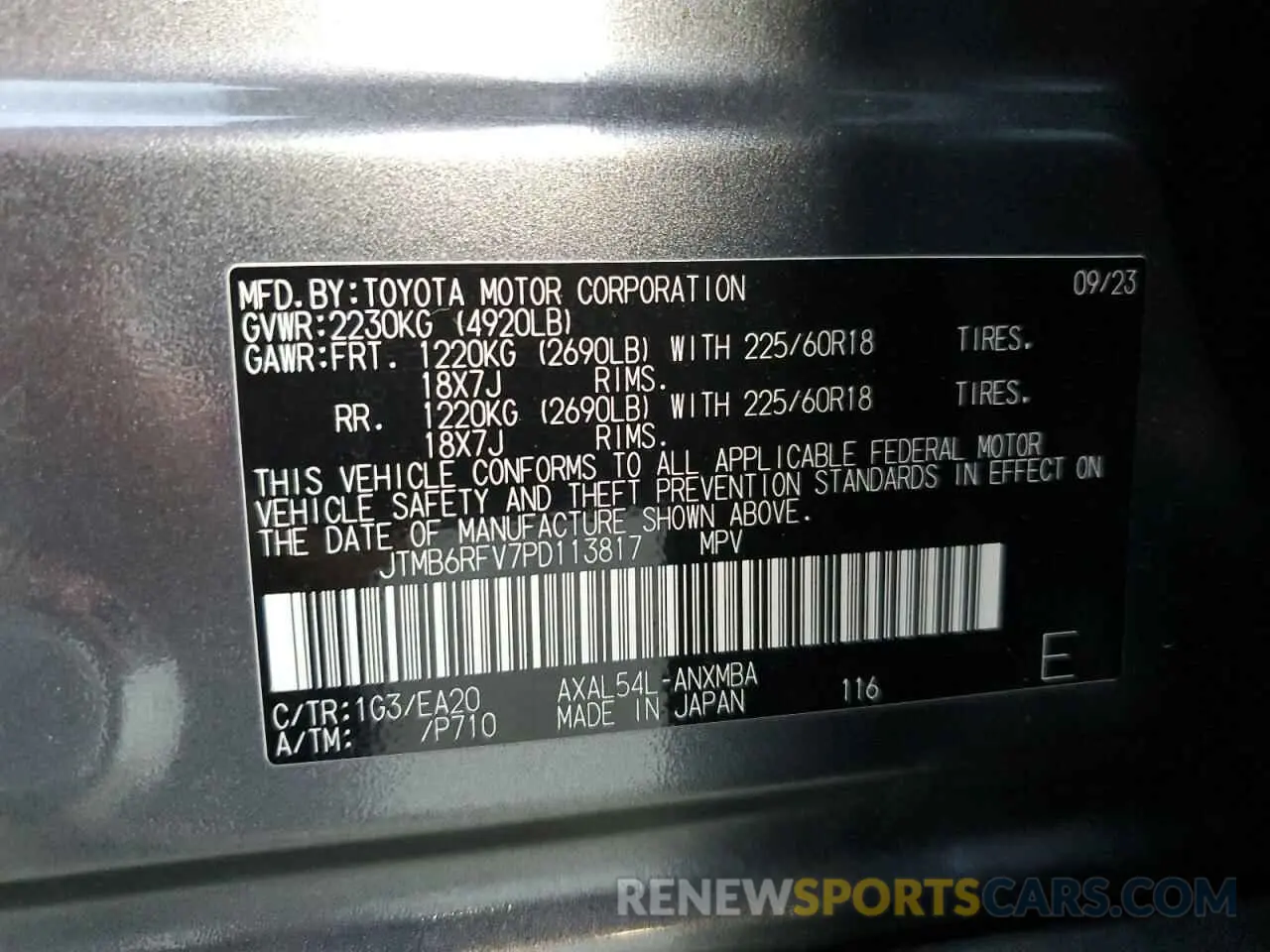12 Фотография поврежденного автомобиля JTMB6RFV7PD113817 TOYOTA RAV4 2023