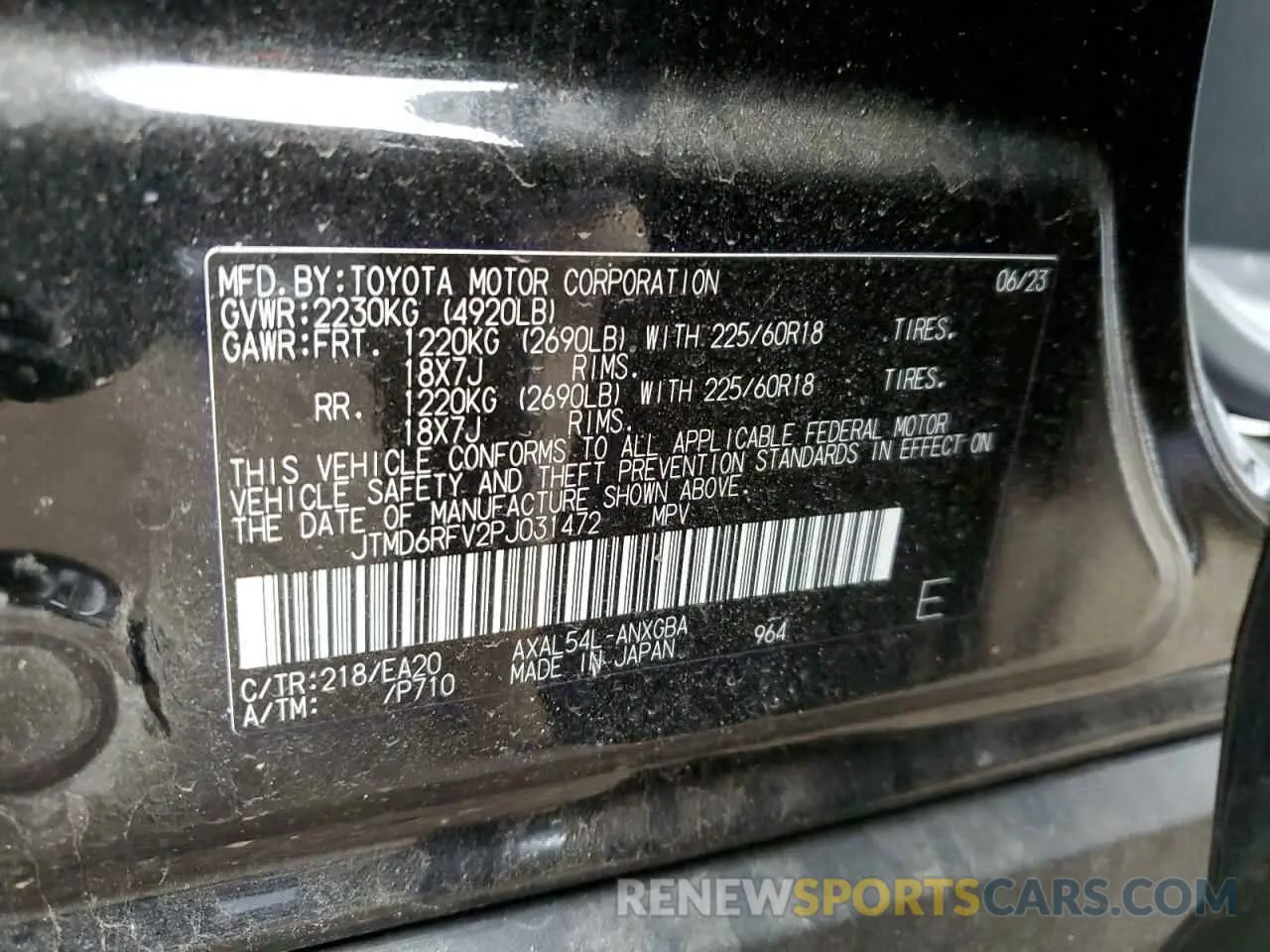 14 Photograph of a damaged car JTMD6RFV2PJ031472 TOYOTA RAV4 2023