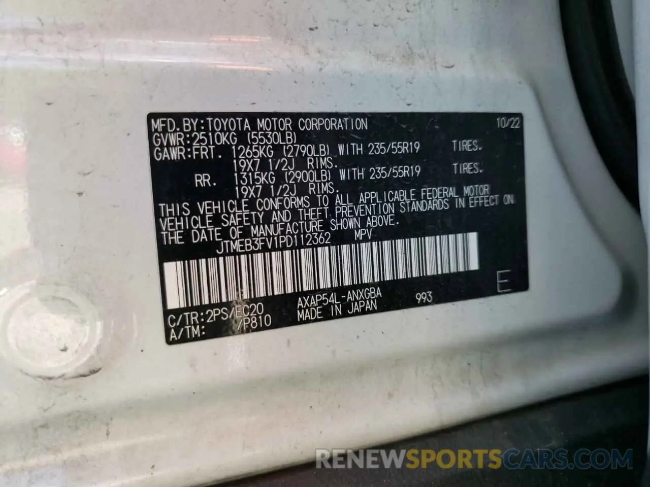 13 Photograph of a damaged car JTMEB3FV1PD112362 TOYOTA RAV4 2023