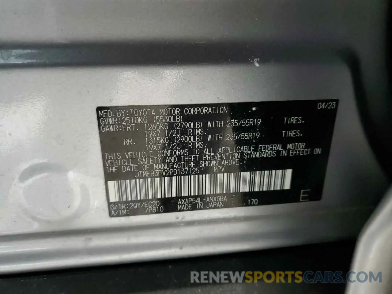 14 Фотография поврежденного автомобиля JTMEB3FV2PD137125 TOYOTA RAV4 2023