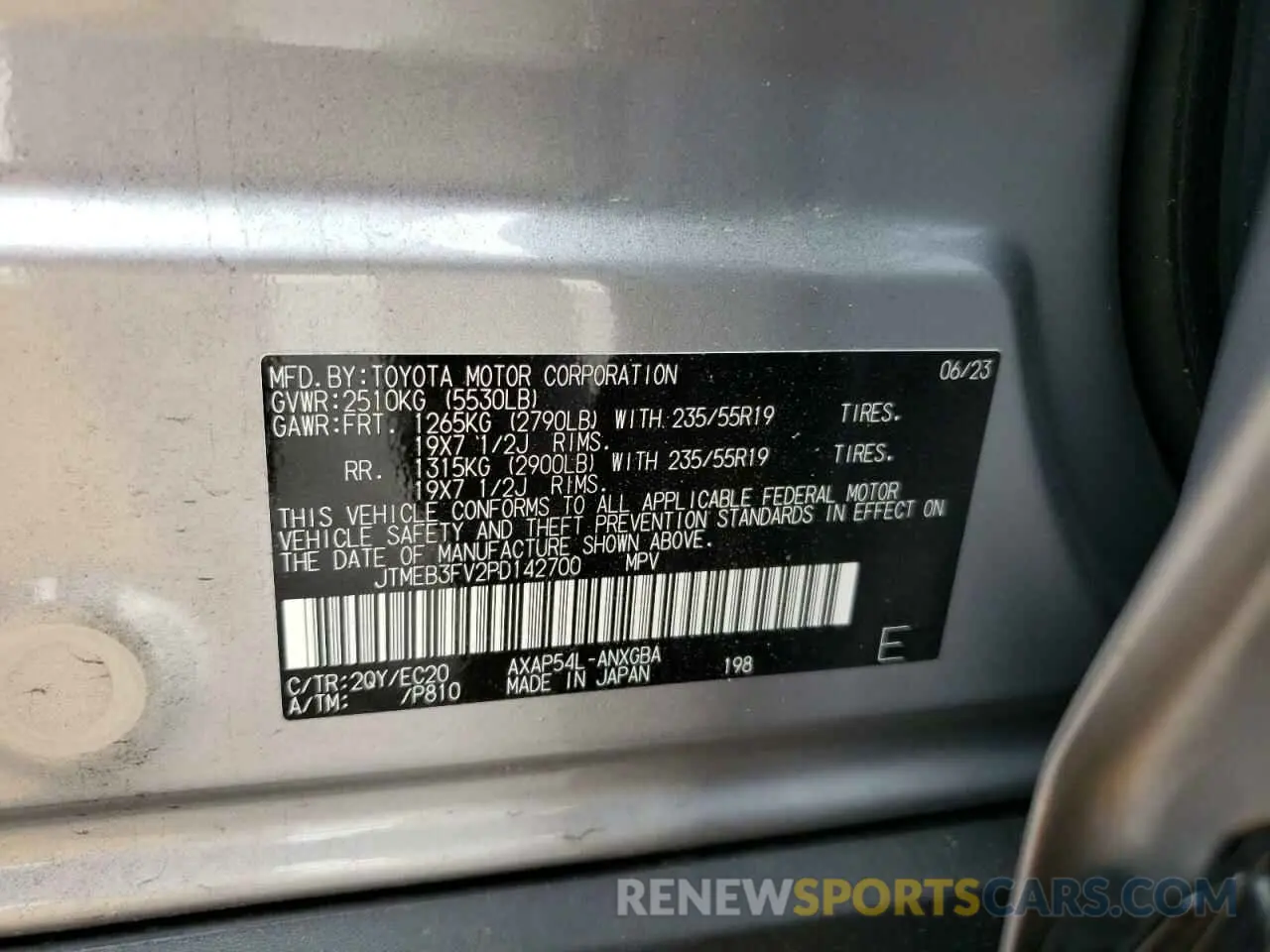 13 Photograph of a damaged car JTMEB3FV2PD142700 TOYOTA RAV4 2023