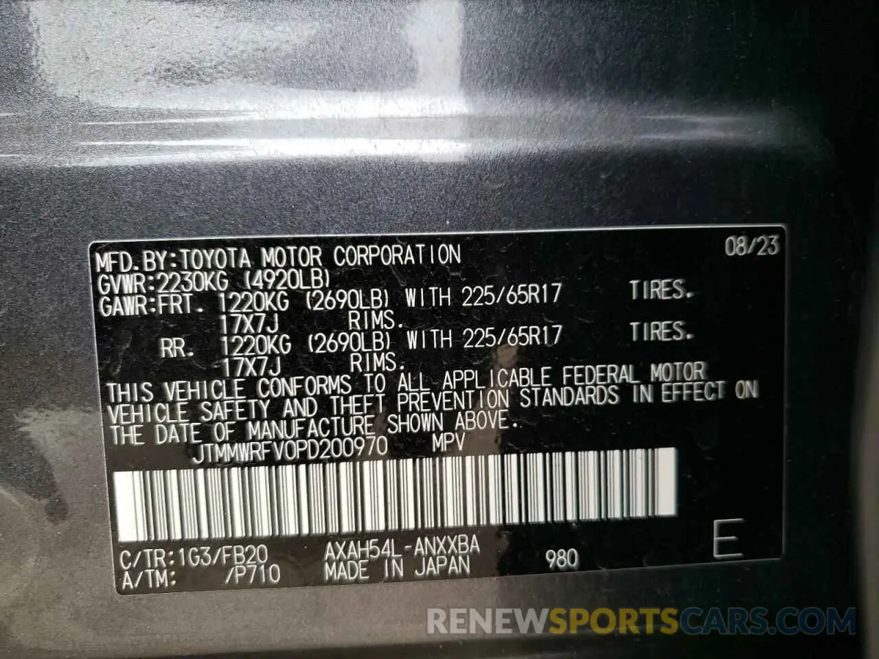 14 Фотография поврежденного автомобиля JTMMWRFV0PD200970 TOYOTA RAV4 2023