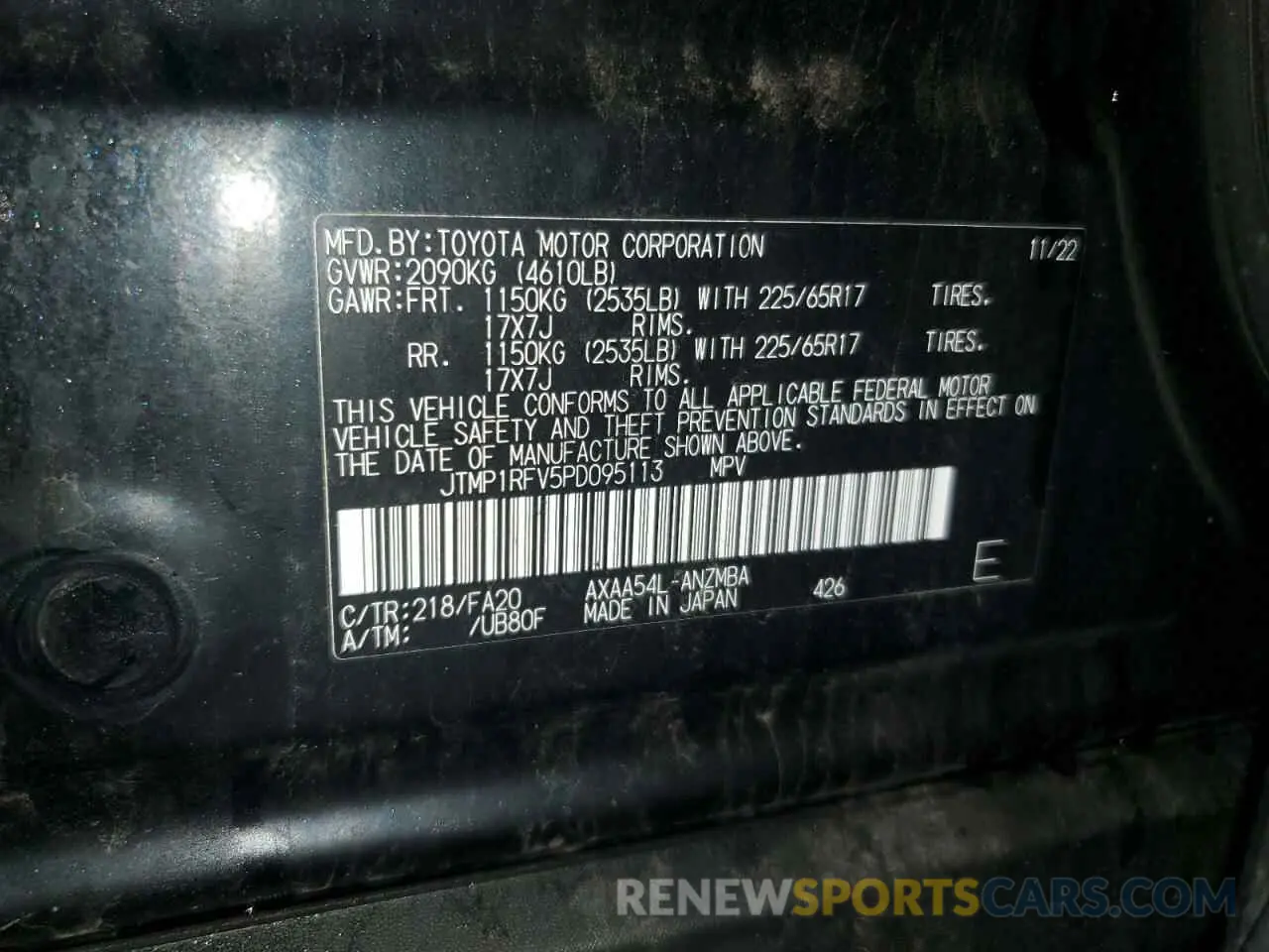 13 Photograph of a damaged car JTMP1RFV5PD095113 TOYOTA RAV4 2023