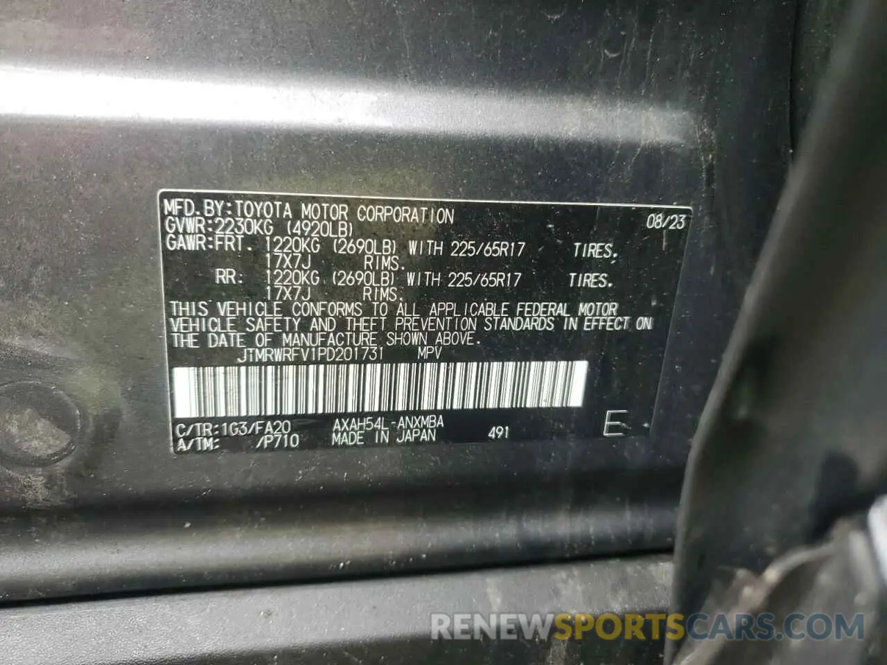 13 Photograph of a damaged car JTMRWRFV1PD201731 TOYOTA RAV4 2023