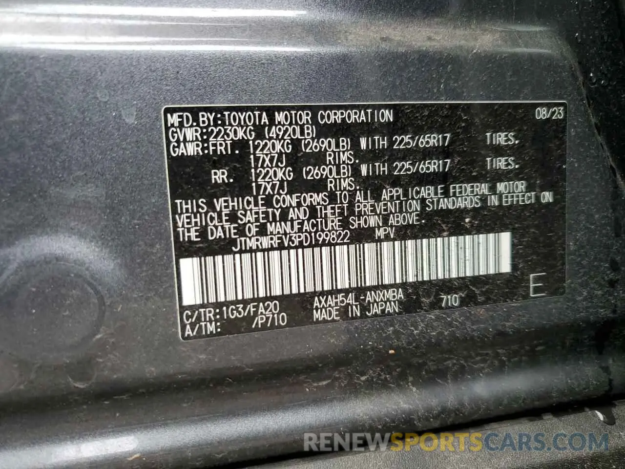 13 Photograph of a damaged car JTMRWRFV3PD199822 TOYOTA RAV4 2023